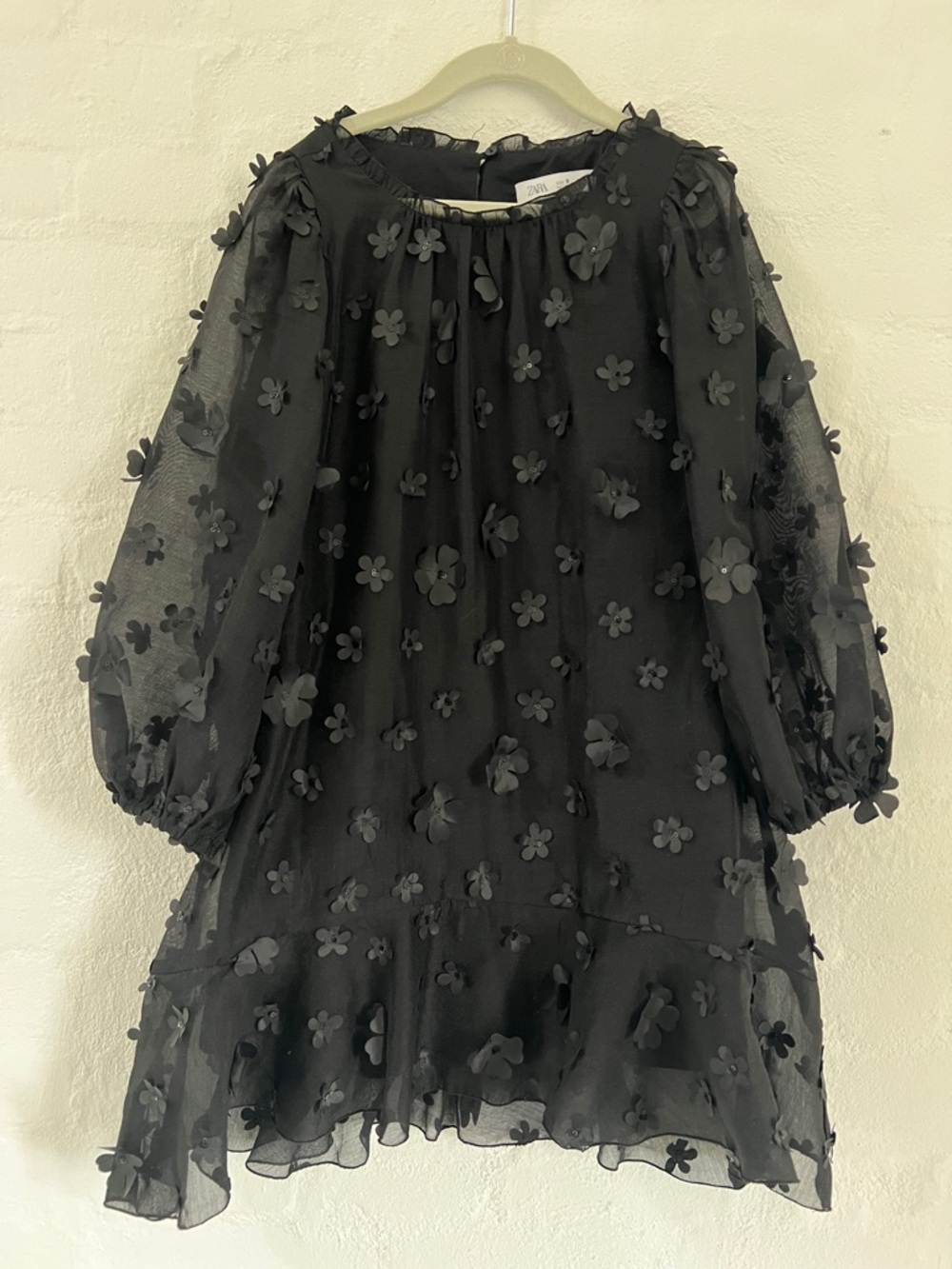 Zara Girls Floral Appliqué Sheer Party Dress Size 9